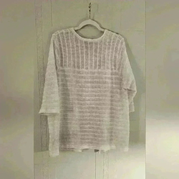 Jones New York SignatureWoman White Open Crochet Knit 3/4 Sleeve Cardigan Sz 1X - Picture 2 of 12